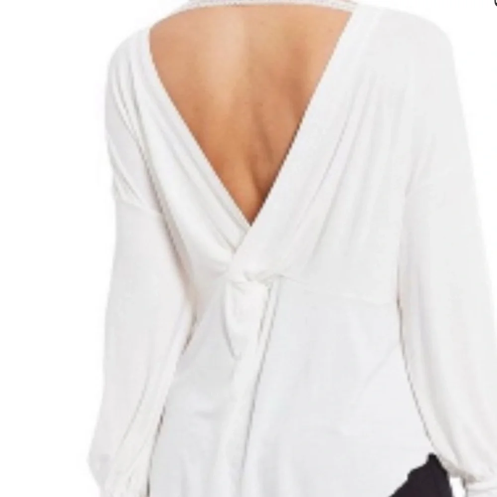 Free People - Shimmy Shake Ribbed Oversized Open Knot Back Blouse Size Small
